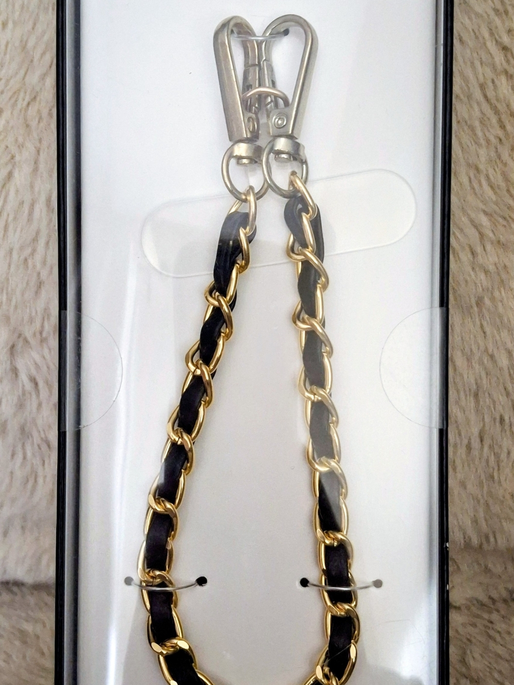 Black and Gold Braided Chain Keychain Strap